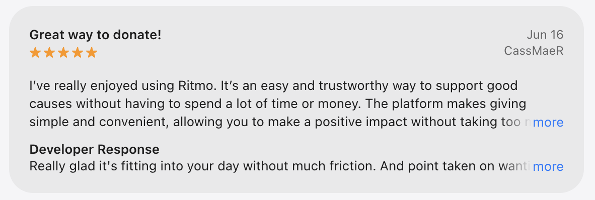App Store review: Great way to donate!